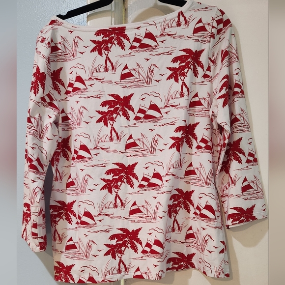 Women's Talbots Red and White Shirt, Large - Picture 5 of 7